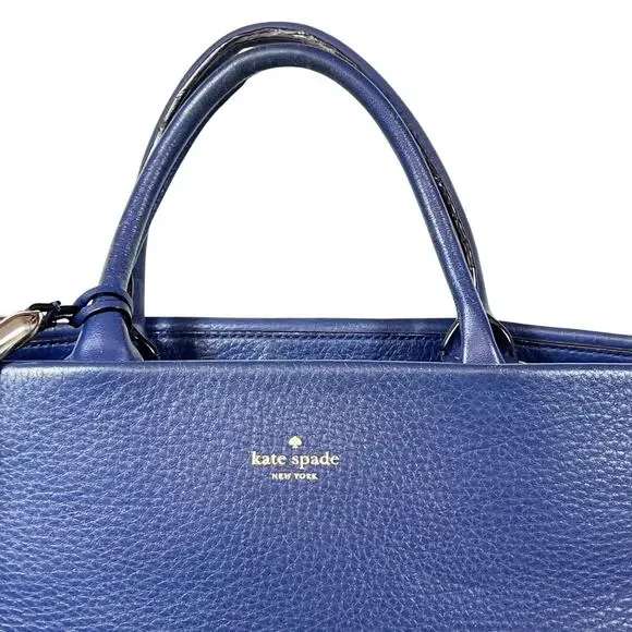 Kate Spade New York Atwood Place Larson Satchel Tassel Blue Leather Hand Bag - Picture 6 of 16